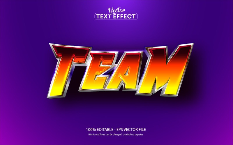 Команда - редактируемый текстовый эффект, стиль текста команды и спорта, графическая иллюстрация