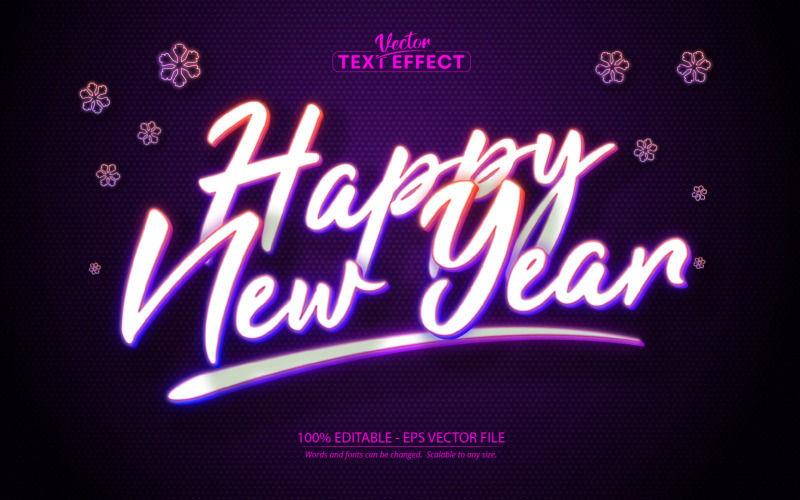 Vrolijk kerstfeest - bewerkbaar teksteffect, kerstneontekststijl, grafische illustratie