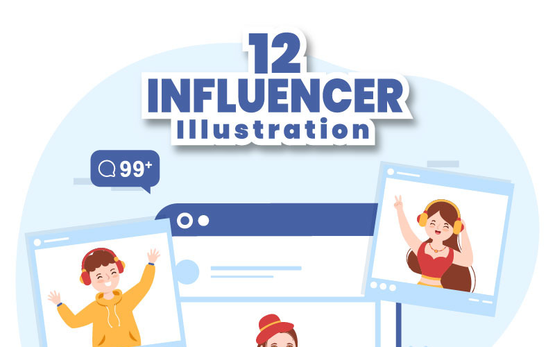 12 ilustracji gwiazdy influencer