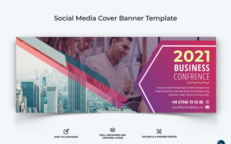 Бизнес-сервис Facebook Обложка Дизайн баннера Template-41