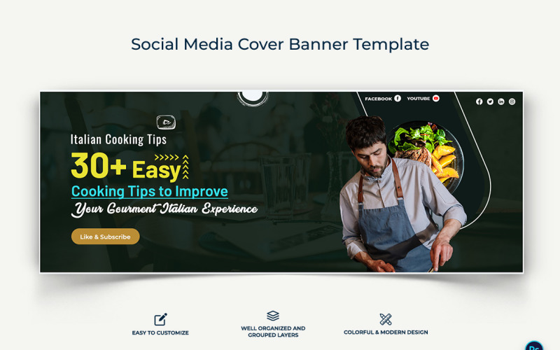 Chef Facebook Cover Banner Design Template-08