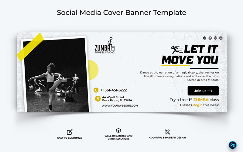 Zumba Dance szablon projektu banera reklamowego na Facebooka-14
