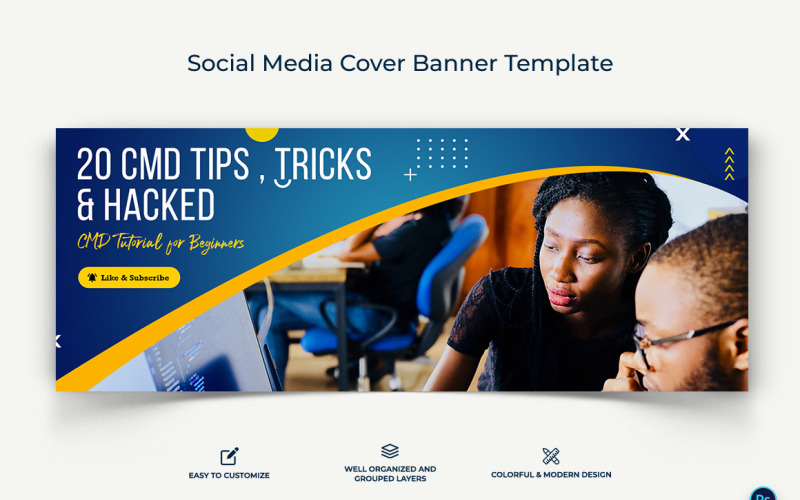 Computer Tricks and Hacking Facebook Cover Banner Design Template-11