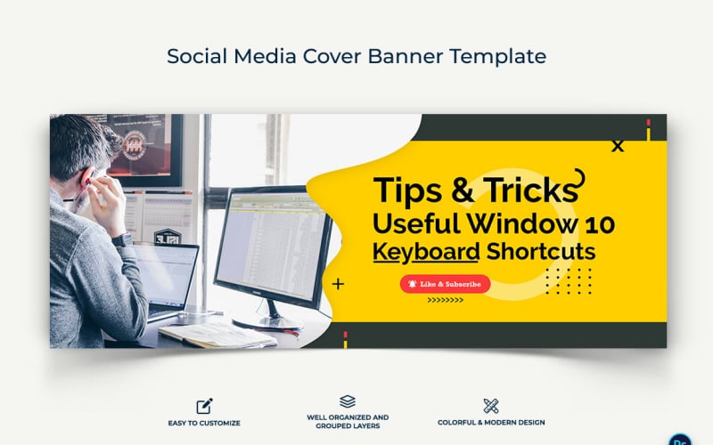 Computer Tricks and Hacking Facebook Cover Banner Design Template-18