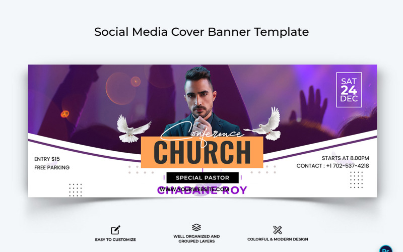 Plantilla de diseño de banner de portada de Facebook de iglesia-35