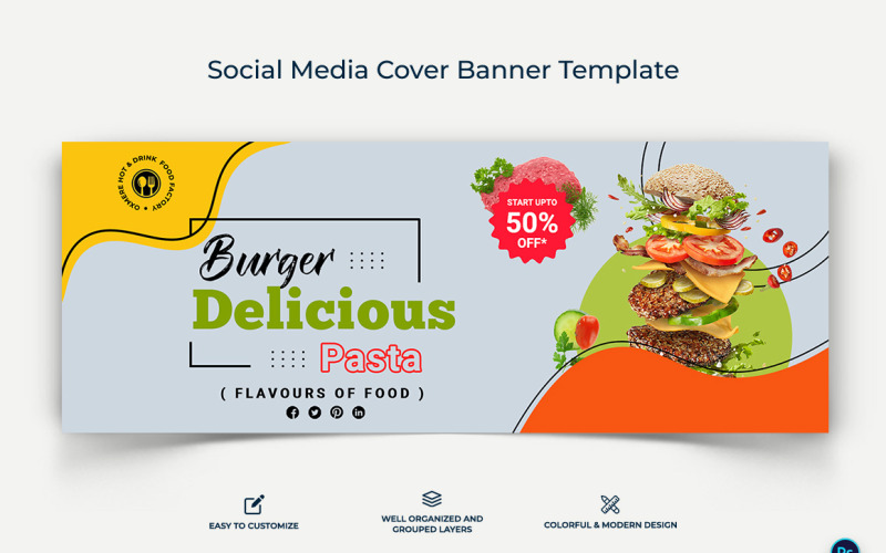 Food and Restaurant Facebook Cover Banner Design Template-11