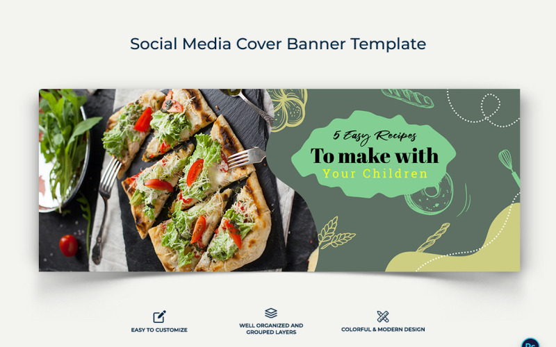 Mat och restaurang Facebook Cover Banner Design Mall-21