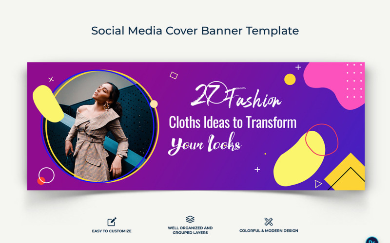 Модный дизайн обложки Facebook-баннера Template-22