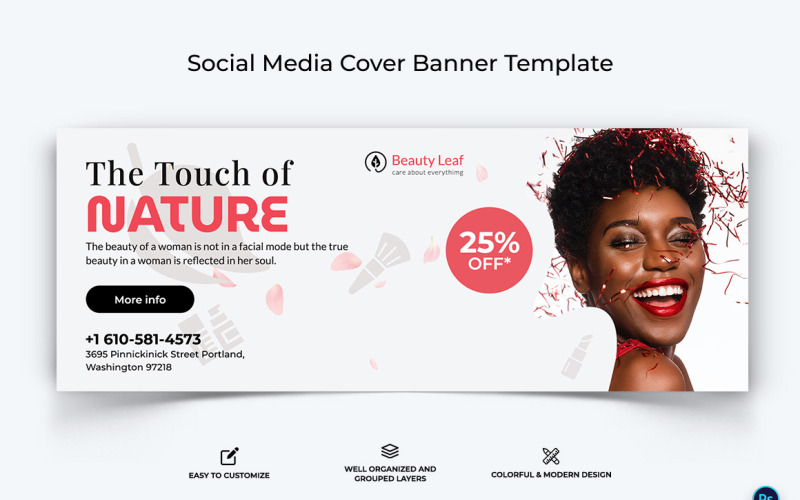 Modèle de conception de bannière de couverture Facebook pour spa et salon-19