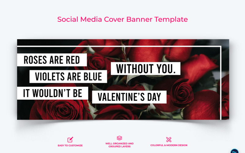 Modèle de conception de bannière de couverture Facebook Saint Valentin-15