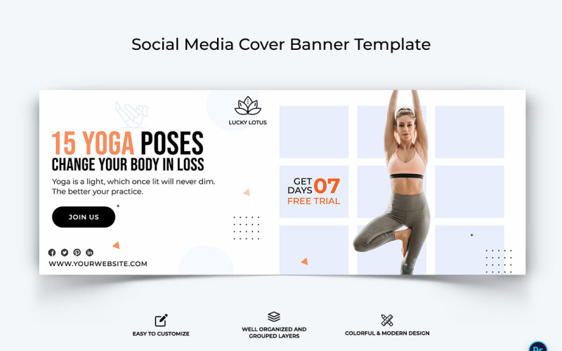 Yoga och meditation Facebook Cover Banner Design Mall-30