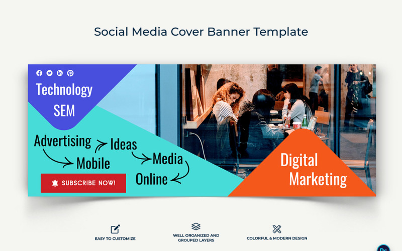 Modèle de conception de bannière de couverture Facebook de marketing numérique-20