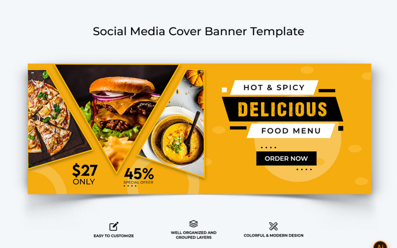 食品和餐厅 Facebook 封面横幅设计 - 38