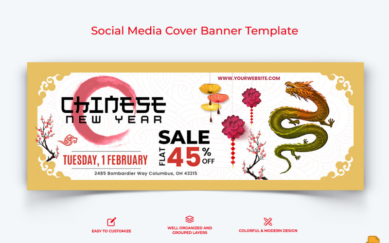 Banner di copertina Facebook per il capodanno cinese Design-010