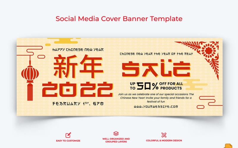 Diseño de banner de portada de Facebook de año nuevo chino-008