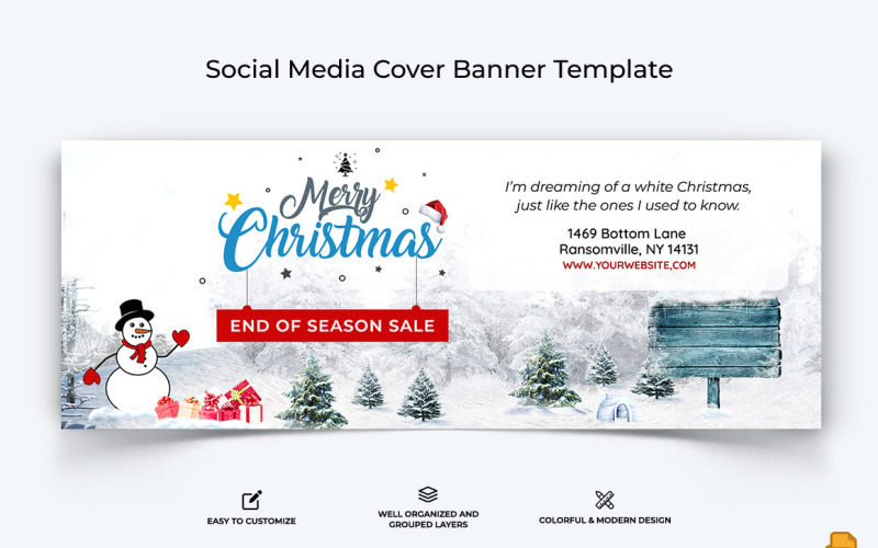 Conception de bannière de couverture Facebook de vente de Noël-016