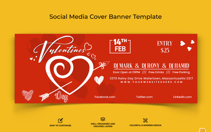 Valentinstag Facebook Cover Banner Design-004