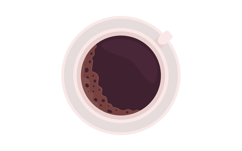 杯中咖啡半平面彩色矢量对象