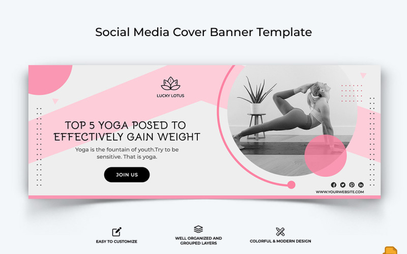 Design de Banner de Capa de Facebook de Yoga e Meditação-027