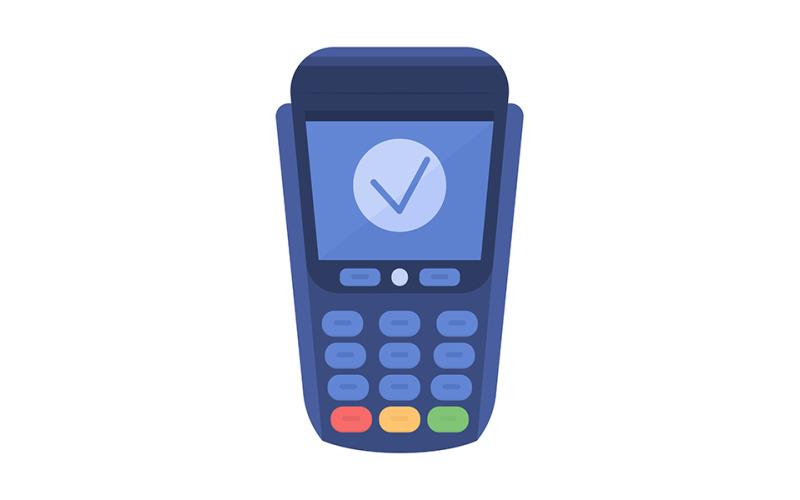 NFC terminál félig lapos színes vektor objektum