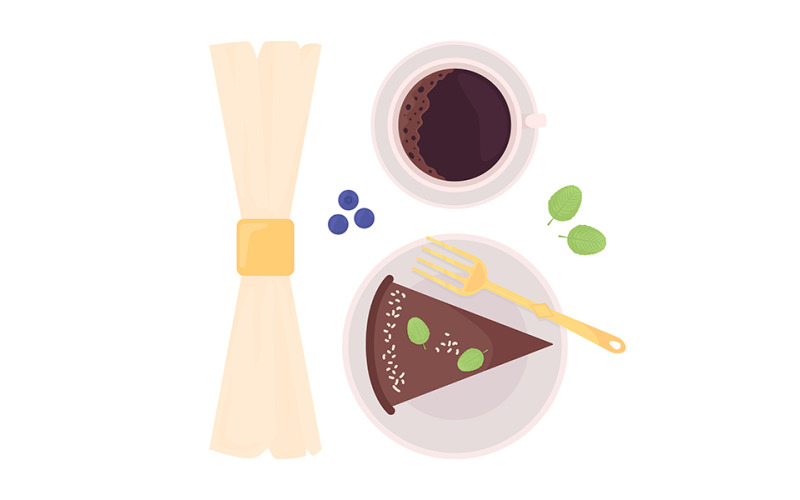 Pastel para cafetería conjunto de objetos vectoriales de color semiplano