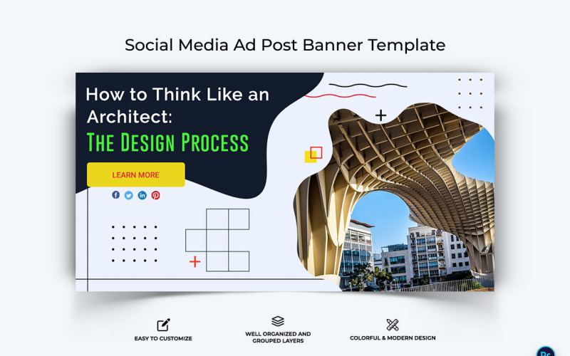 Plantilla de diseño de banner publicitario de Facebook de arquitectura-12
