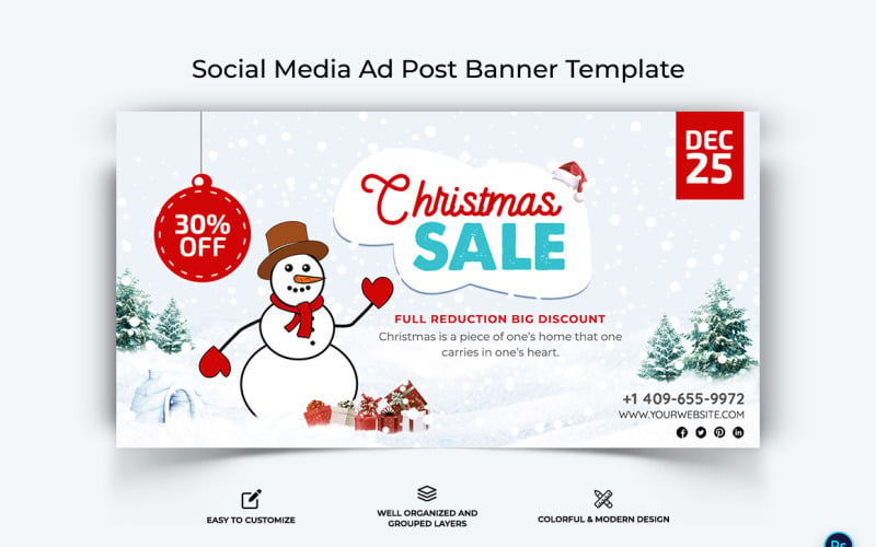 Afleiding Terminal Elke week Kerst Sale Aanbieding Facebook Advertentie Banner Ontwerp Template-09