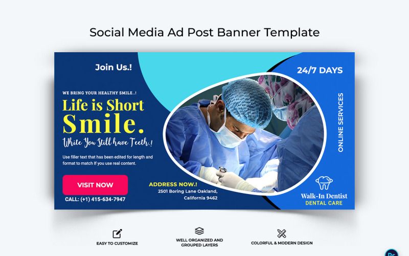 Modello di progettazione banner pubblicitario su Facebook per cure dentistiche-18