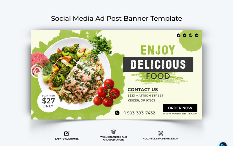 Еда и ресторан Дизайн рекламного баннера Facebook Template-37