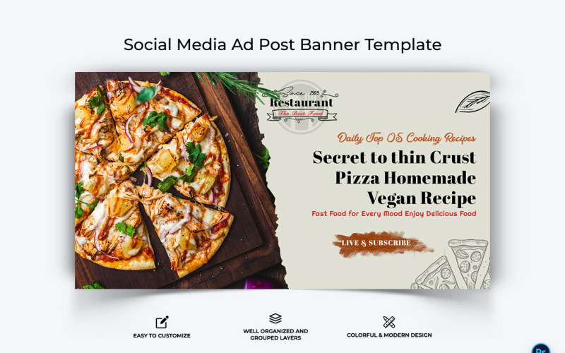 Jedzenie i restauracja szablon projektu banera reklamowego na Facebook-28