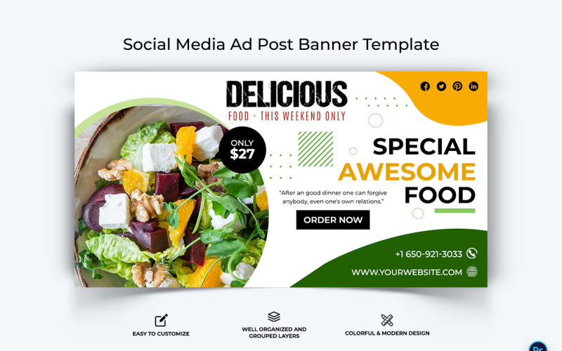 Mat och restaurang Designmall för Facebook-annonsbanner-33