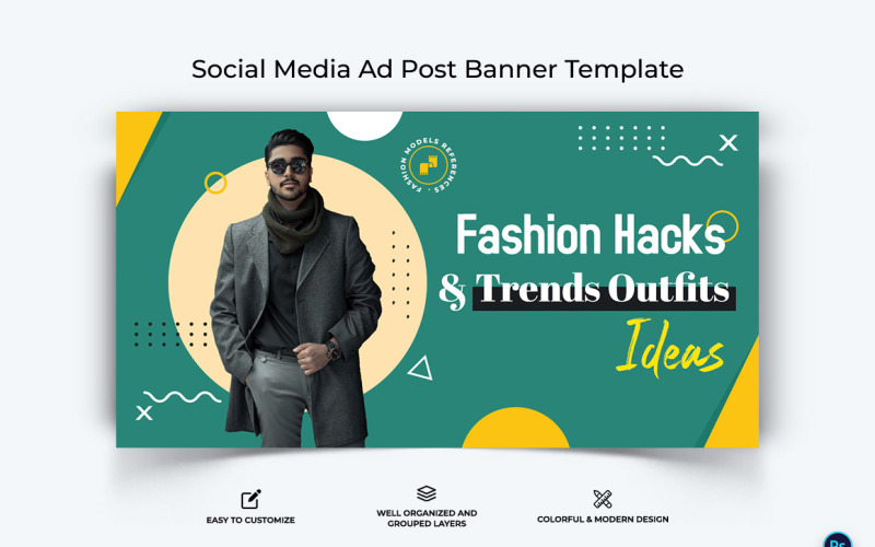 Модный дизайн рекламного баннера Facebook Template-23