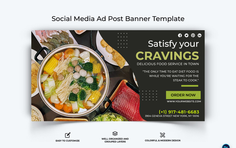 Plantilla de diseño de banner de anuncios de Facebook de alimentos y restaurantes-39