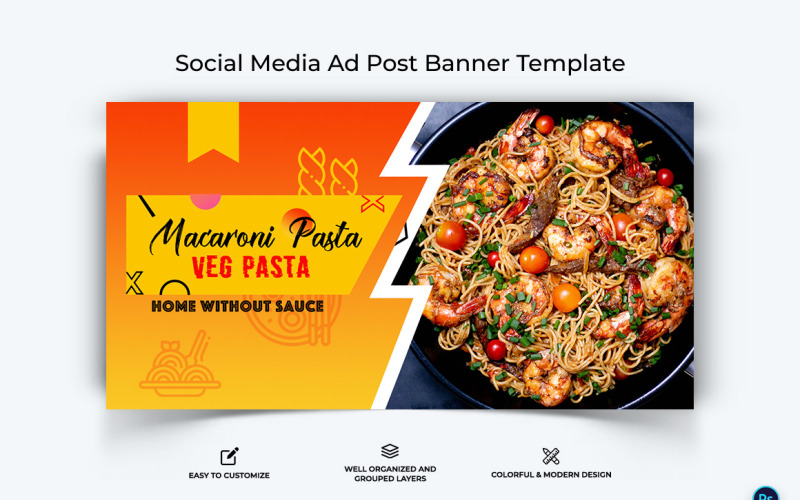 Шаблон дизайну рекламного банера Facebook-12 для їжі та ресторану