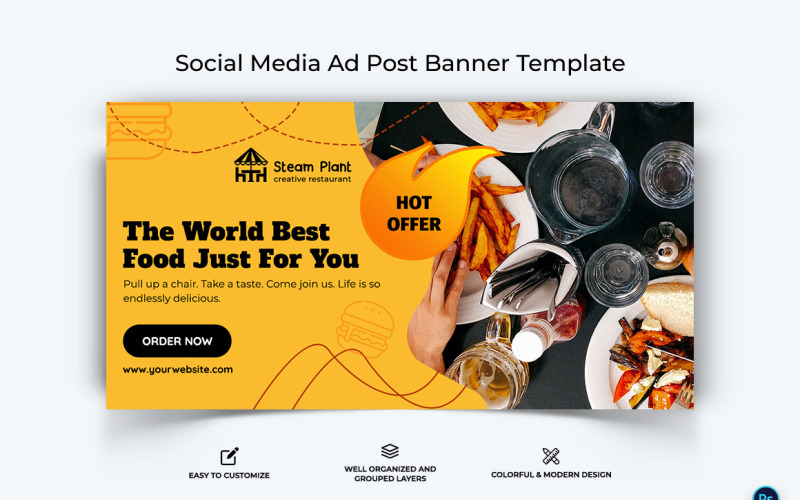 Еда и ресторан Дизайн рекламного баннера Facebook Template-57