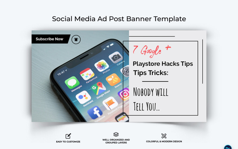 Mobil İpuçları Facebook Reklam Banner Tasarım Şablonu-16