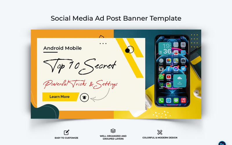 Mobile Tipps Designvorlage für Facebook-Werbebanner-03