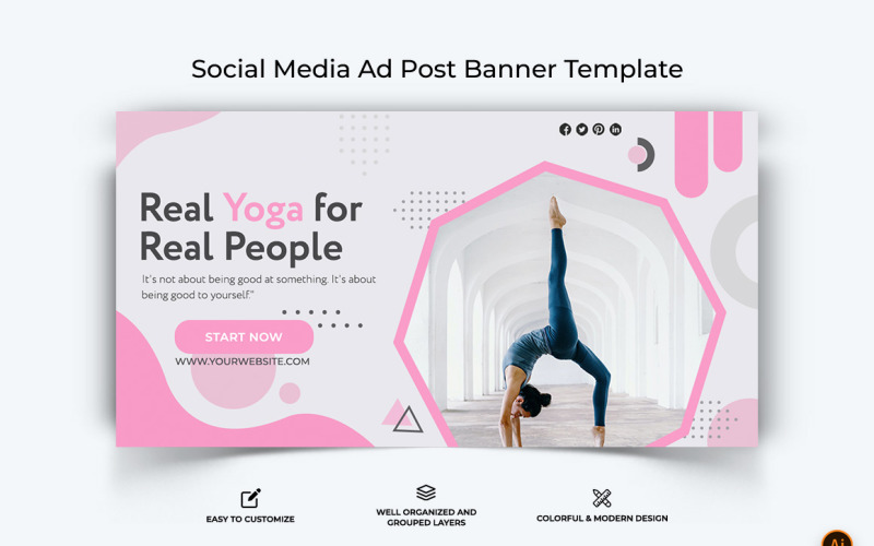 Йога и медитация Дизайн рекламного баннера Facebook-17