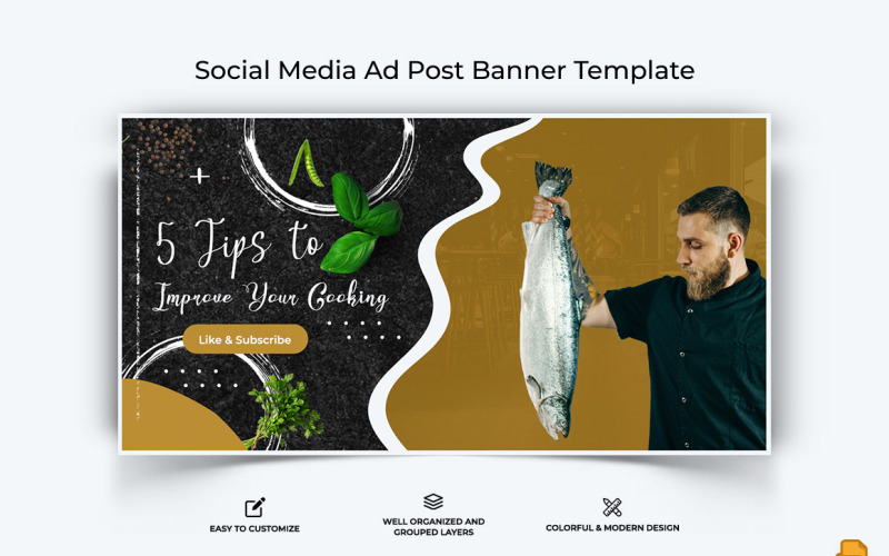 Chef che cucina Facebook Ad Banner Design-001