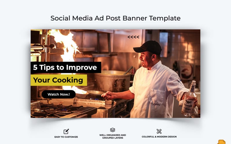 Chef Cooking Facebook Ad Banner Design-003 - TemplateMonster