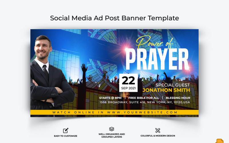 Discours de l'église Facebook Ad Banner Design-029