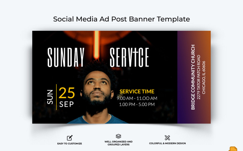 Discours de l'église Facebook Ad Banner Design-035