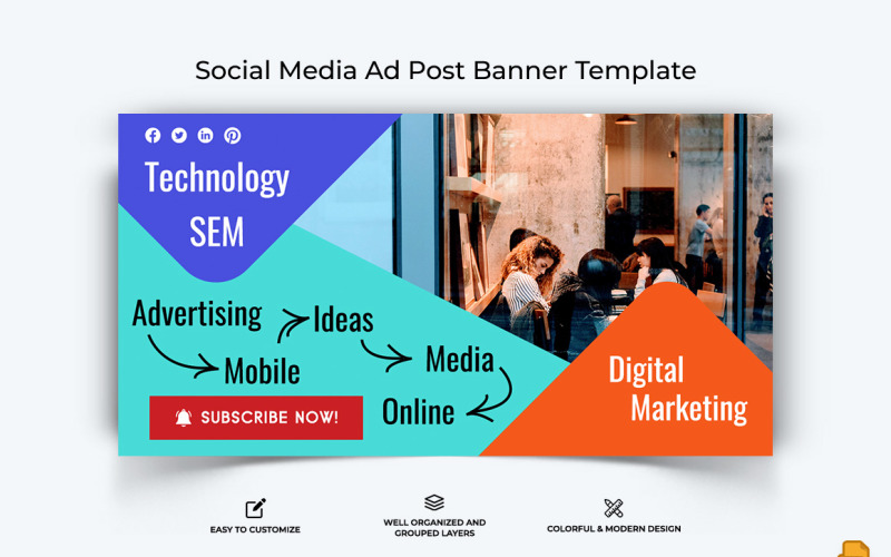 Design del banner pubblicitario di Facebook per il marketing digitale-020