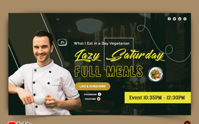 Chef Cooking YouTube Thumbnail Design -06 - TemplateMonster