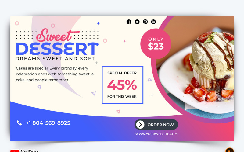 Food and Restaurant YouTube Thumbnail Design -45