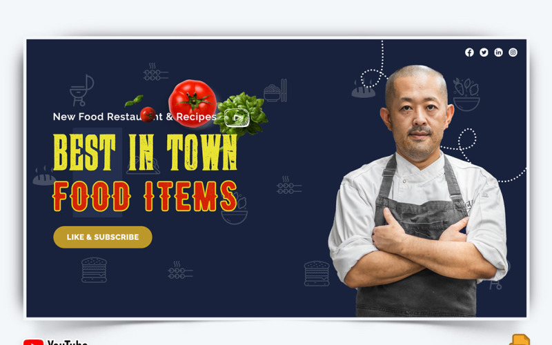 Chef Cooking YouTube Thumbnail Design -005 - TemplateMonster