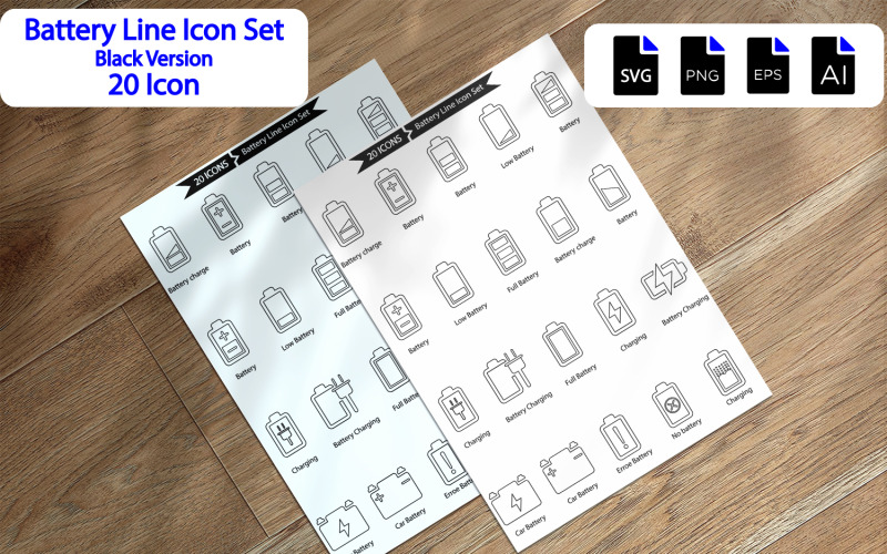 Conjunto de iconos de línea de batería premium