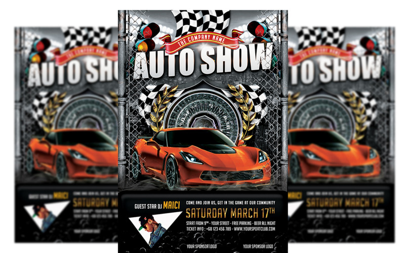 Modello di volantino per auto show auto n. 2