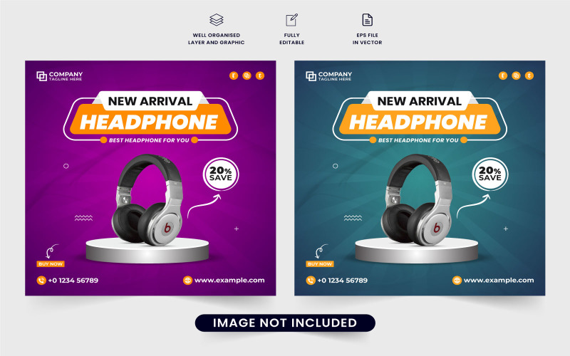 Modern headphone business template #293280 - TemplateMonster