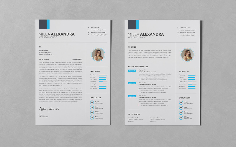 Plantillas de diseño de currículum vitae/CV PSD Vol. 99